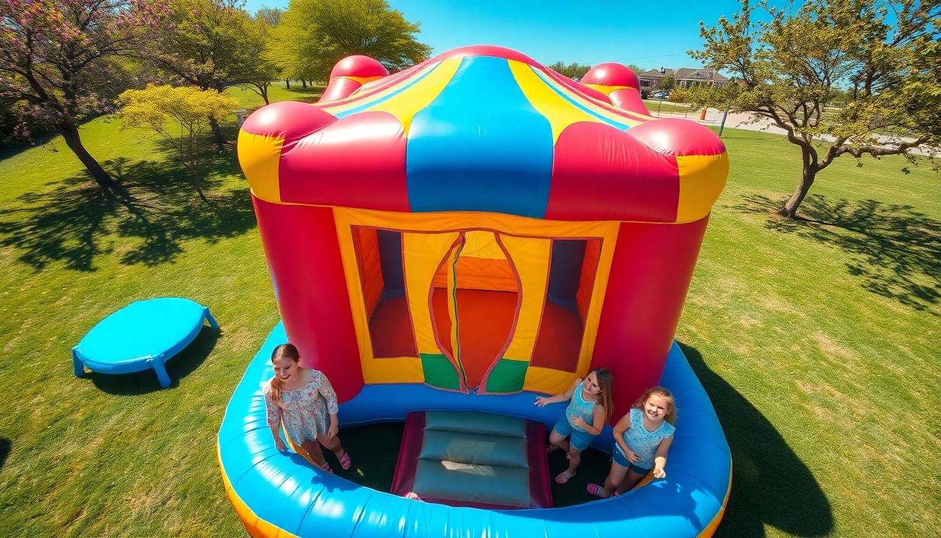 Bounce Houses for Rent Near Me offering colorful fun and excitement for kids in a park setting.