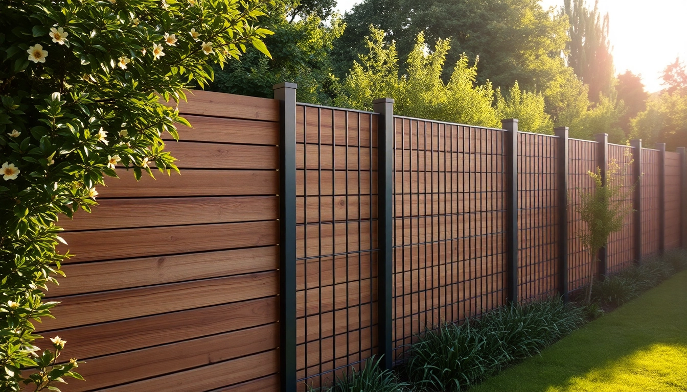 Showcase of fencing companies Manchester installing durable wooden fencing in a beautiful garden setting.