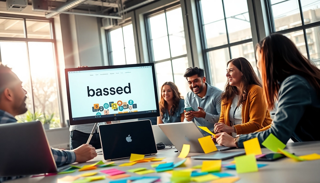 Collaborative group exploring basedchadhq reddit in a vibrant tech workspace.