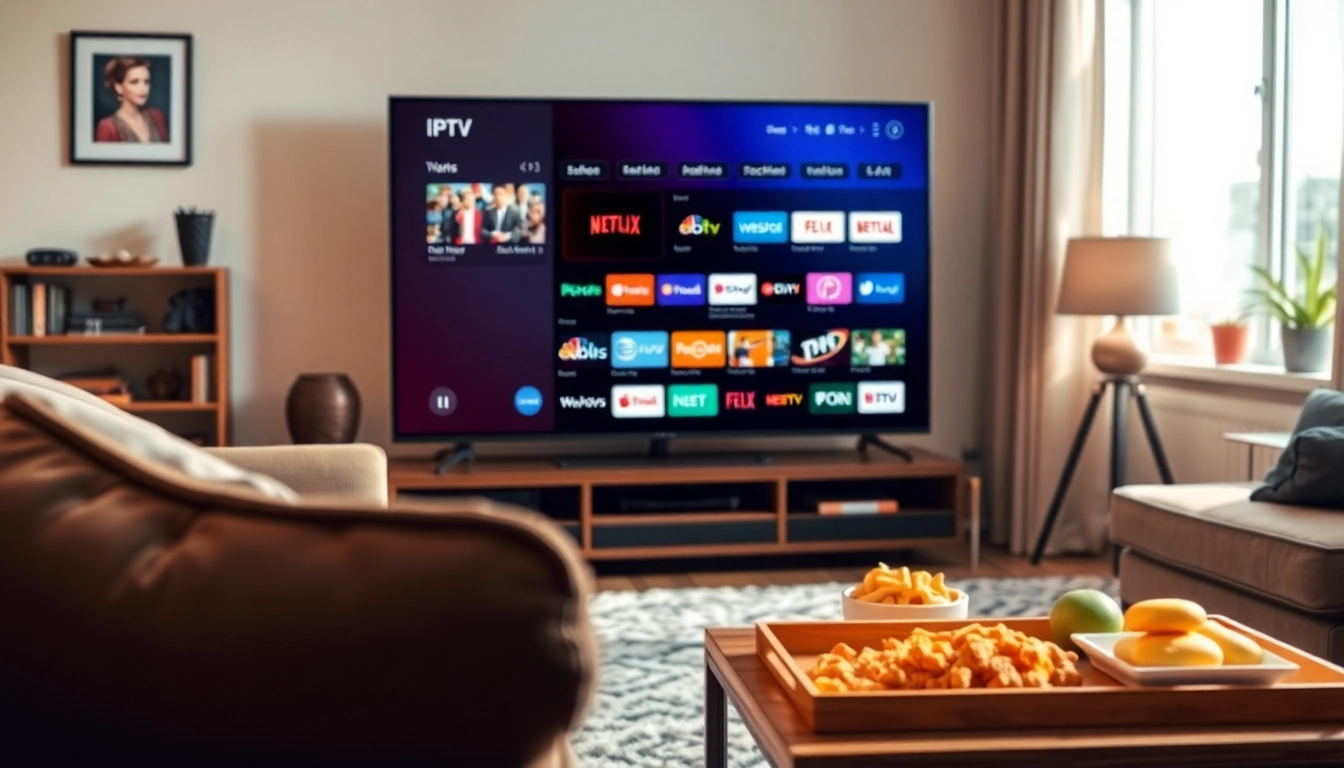 Explore IPTV Subscription USA service with vibrant options displayed on a modern smart TV.