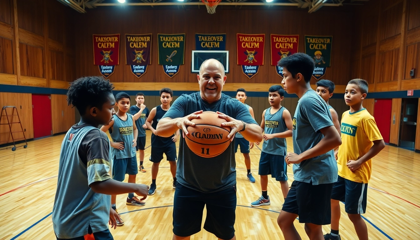Young athletes training at Takeover Basketball Academy, showcasing teamwork and dynamic skills.