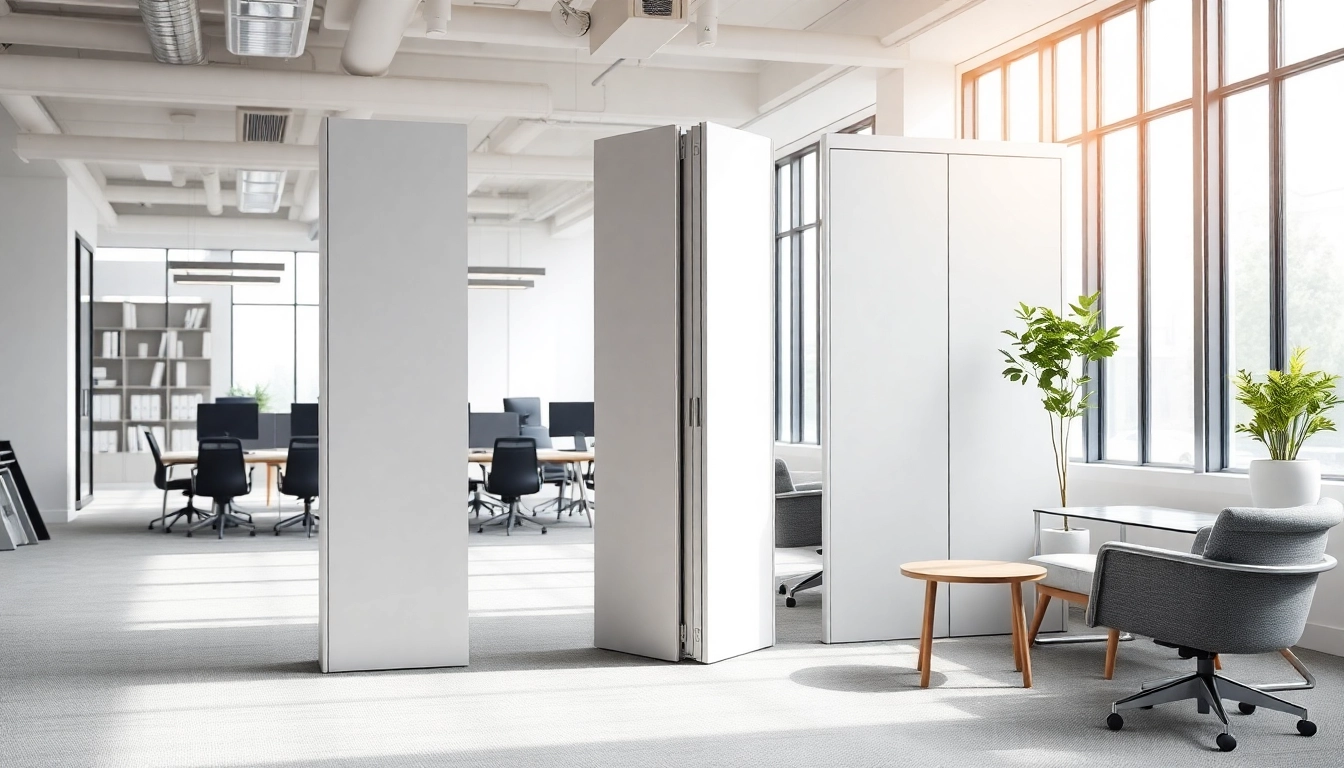 Showcasing a Folding Partition Wall in a contemporary office, enhancing space division.