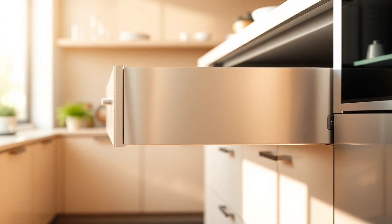 Showcase of a Metal Drawer System highlighted in a modern kitchen design.