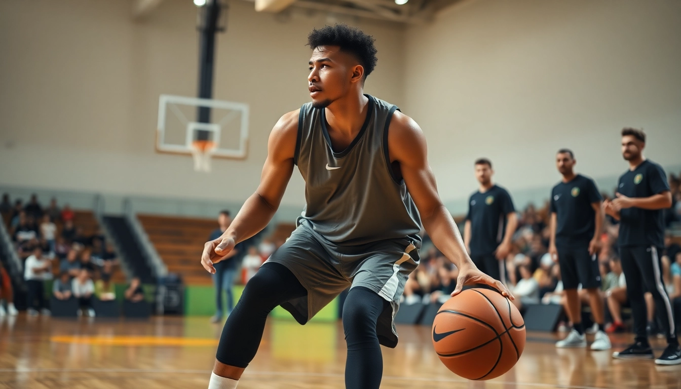 Engaged athlete participating in best basketball training programs on a dynamic training court.
