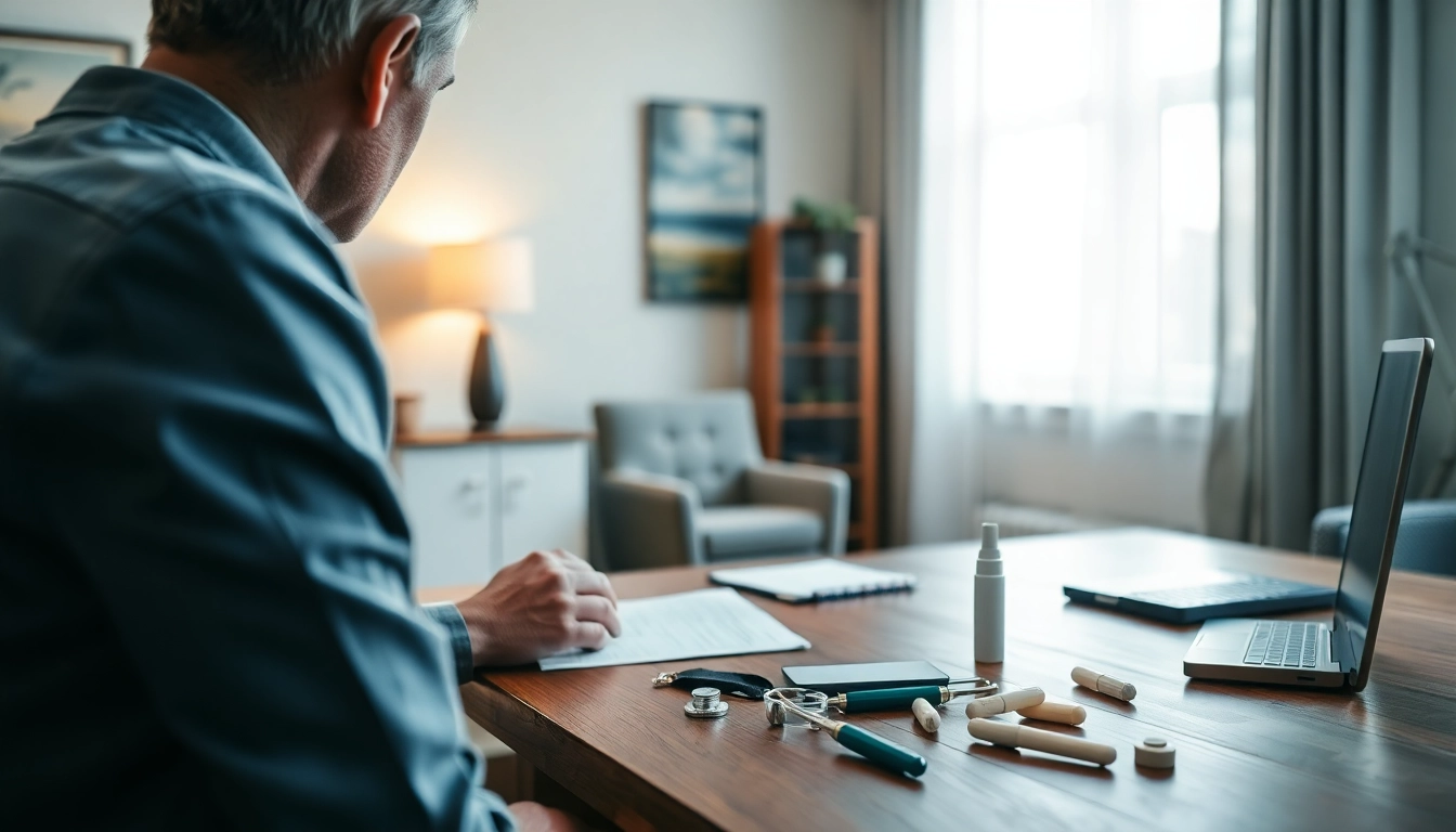 Engaging therapist performing addiction diagnosis with patient in a calm, professional setting.