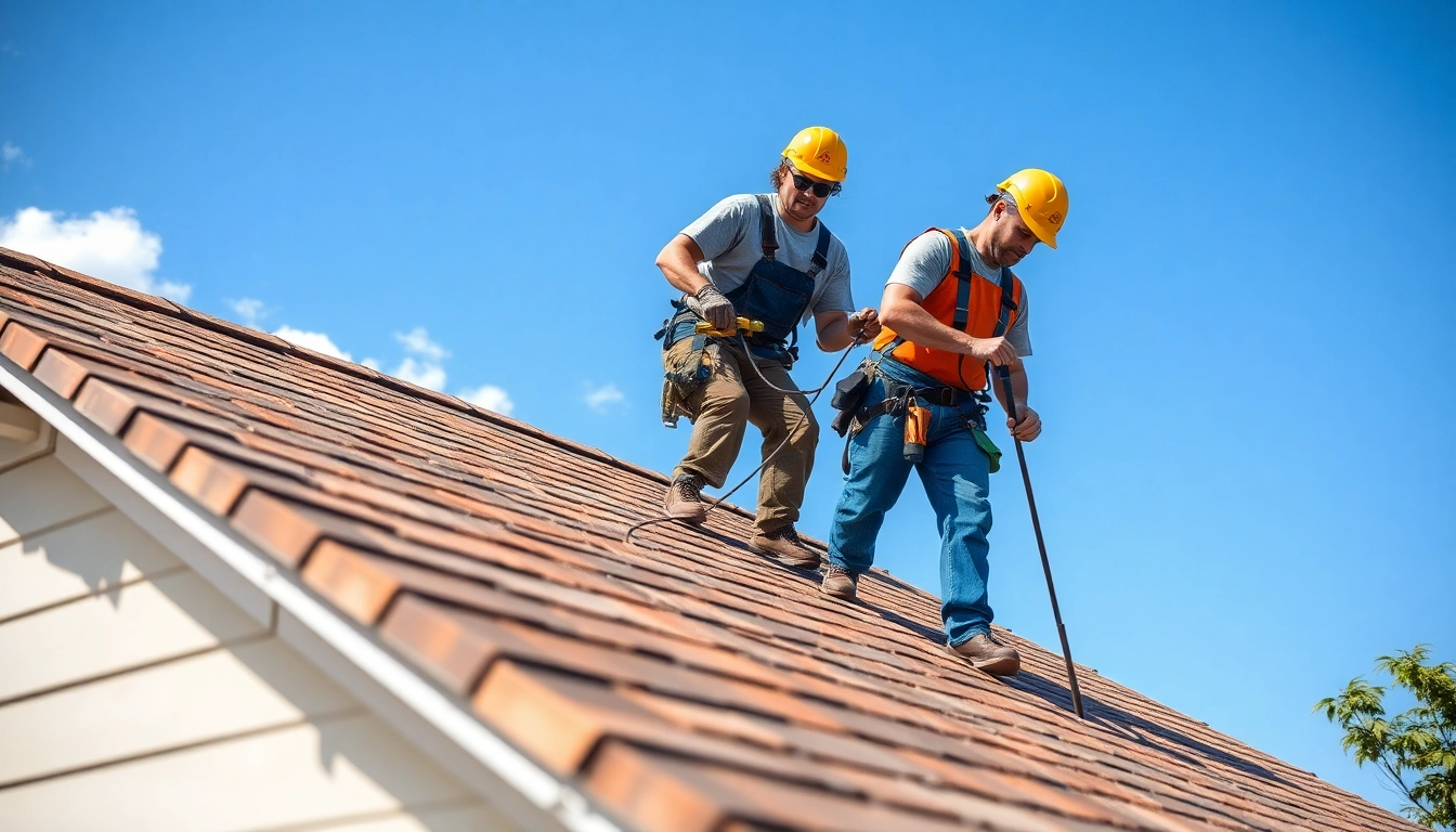 Licensed and insured roofers Austin expertly applying shingles on a residential rooftop.