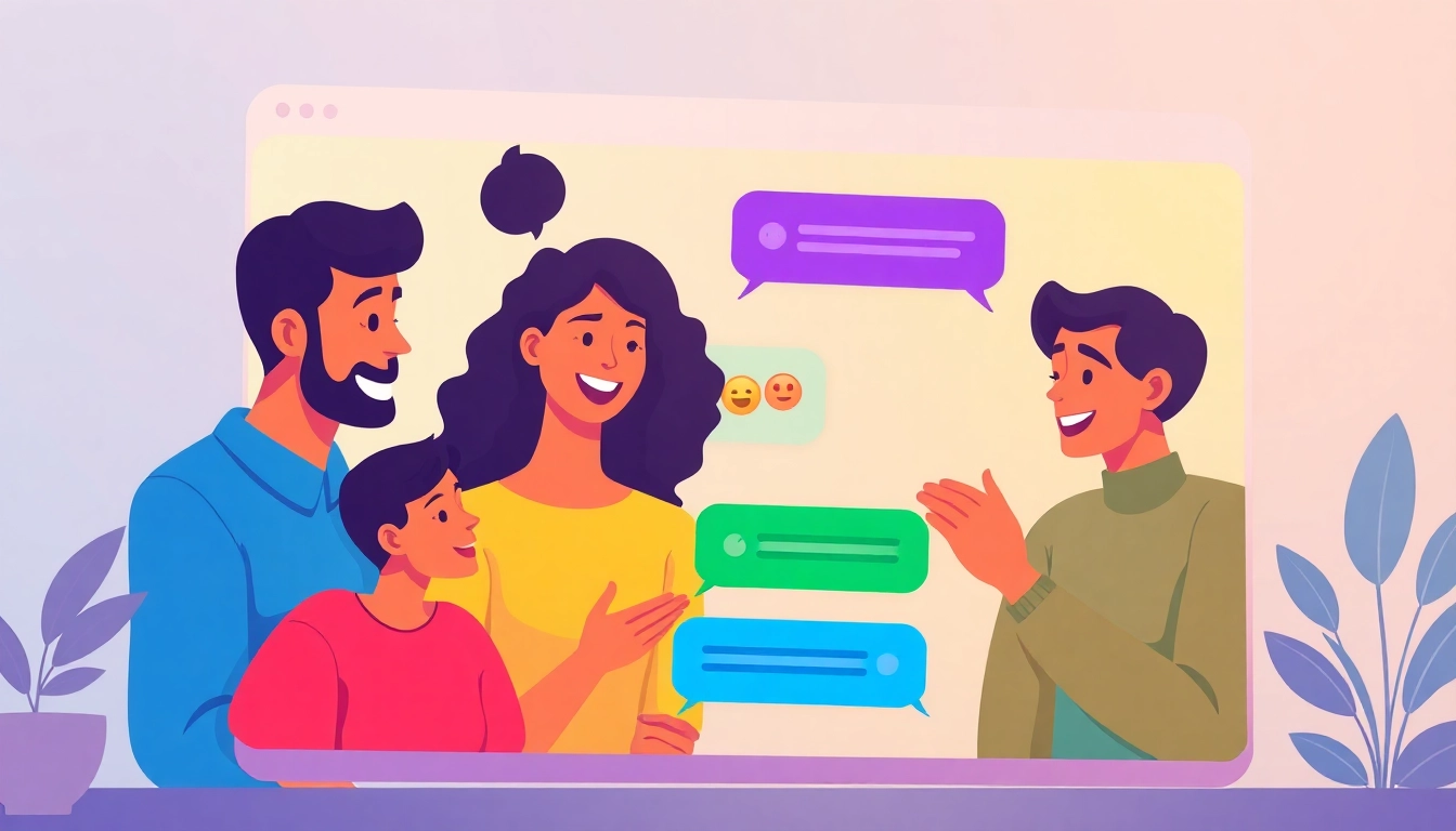 Engaging conversation via شات عمان, showcasing diverse participants in a vibrant chat interface.