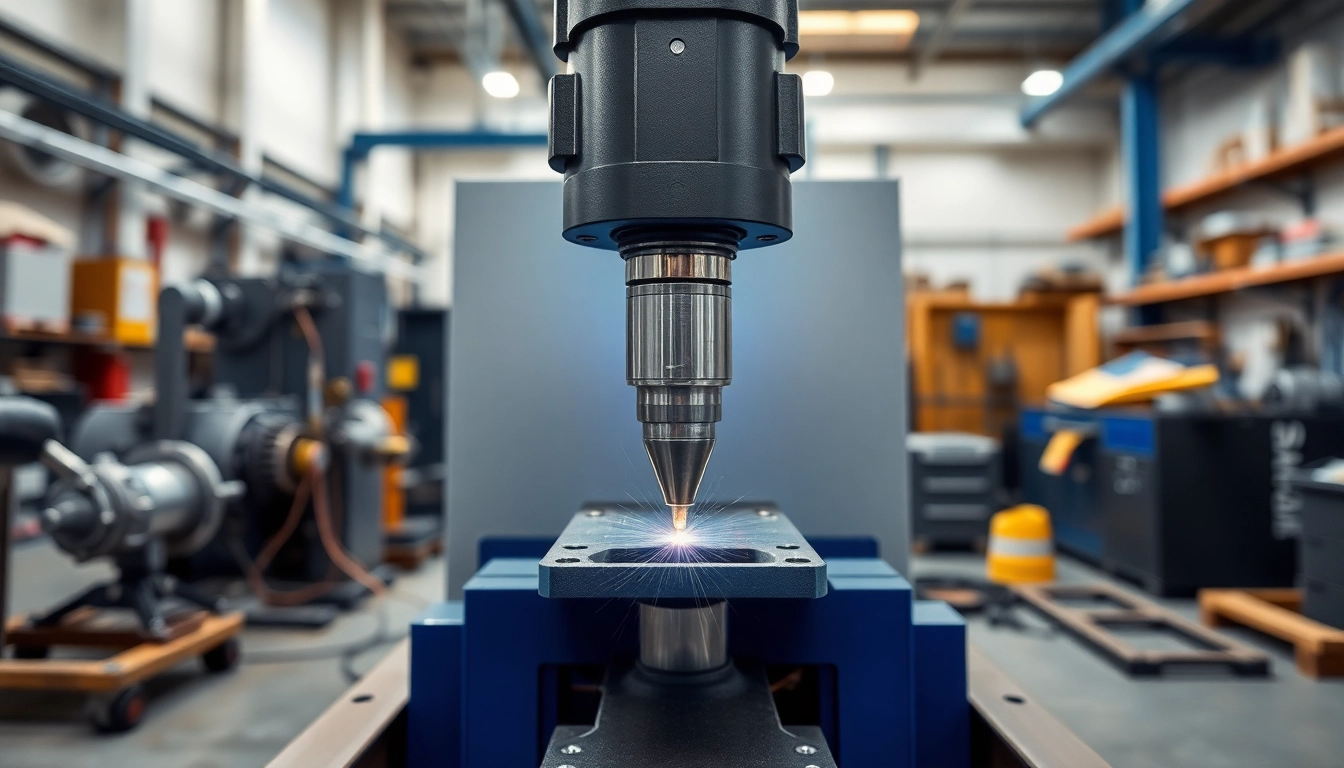 Laser welding machine performing precise welding in a professional workshop.