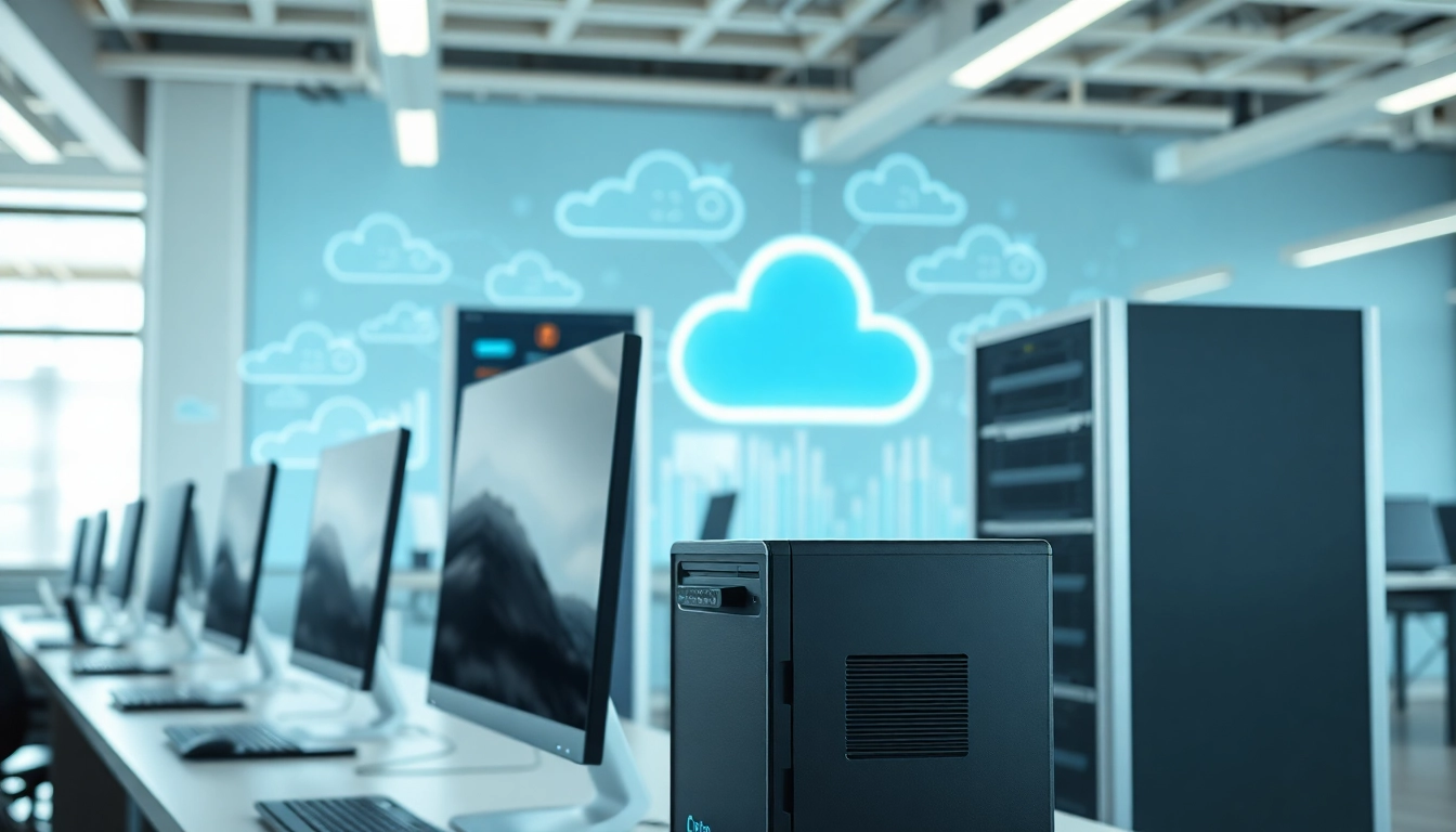 Backup Services Markham with sleek technology in a modern office setting showcasing data protection.