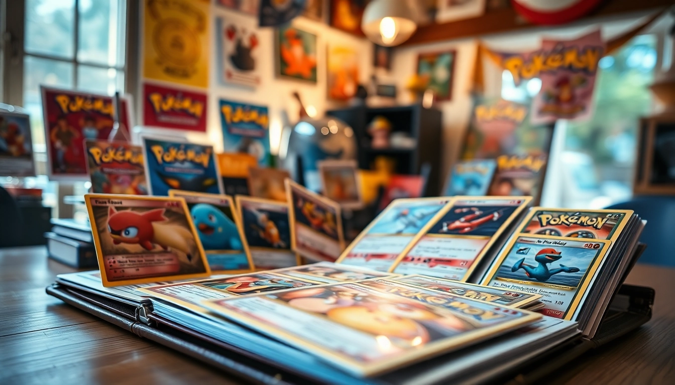 Showcase of real Pokémon cards in a collector's album, highlighting vibrant designs and textures.
