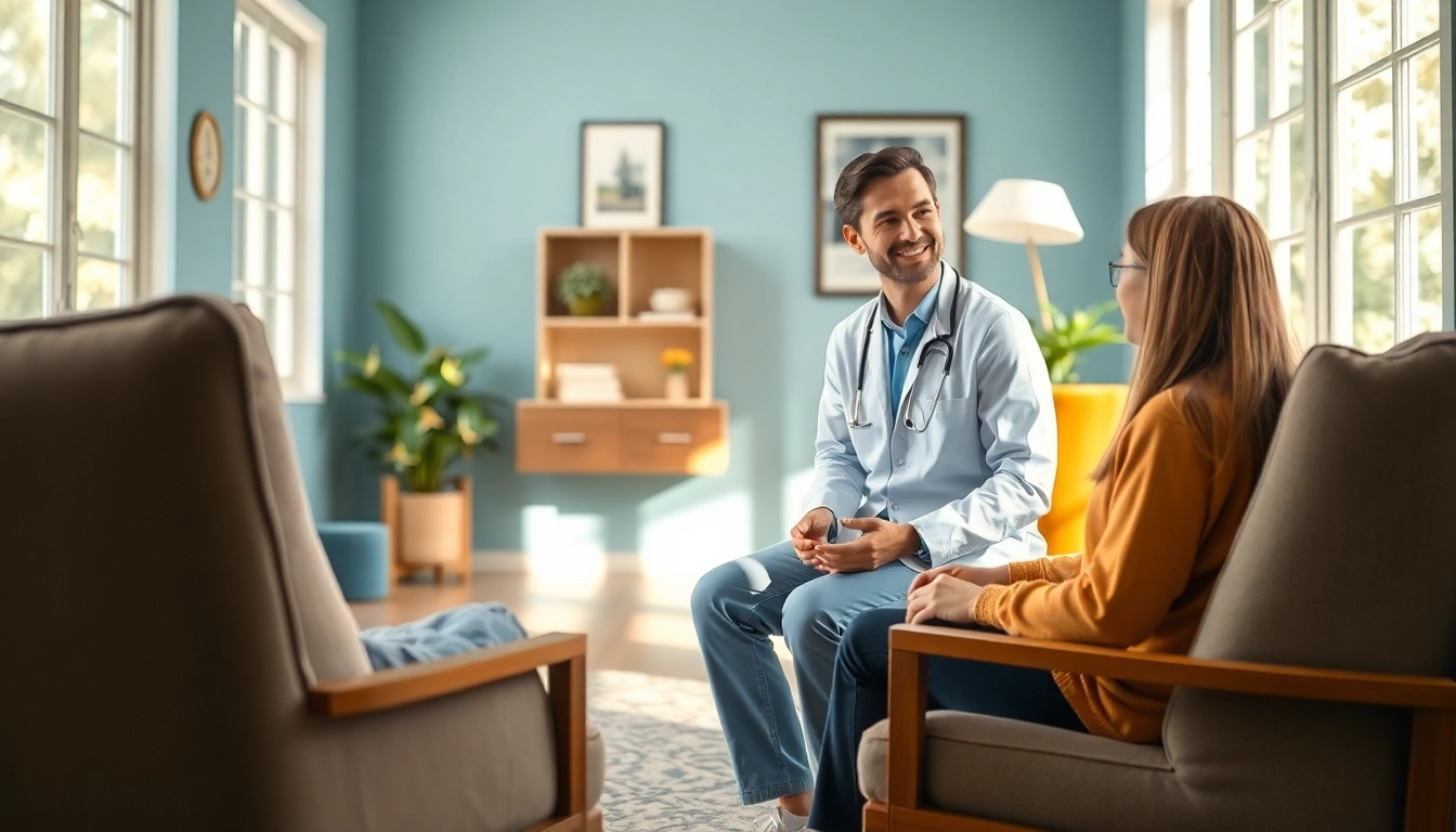 Engaging conversation with an attachment theory specialist in a tranquil setting.