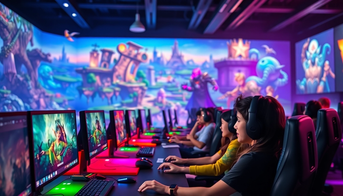 Rasakan serunya bermain game online dengan pemain yang terlibat aktif di lingkungan gaming yang ceria.