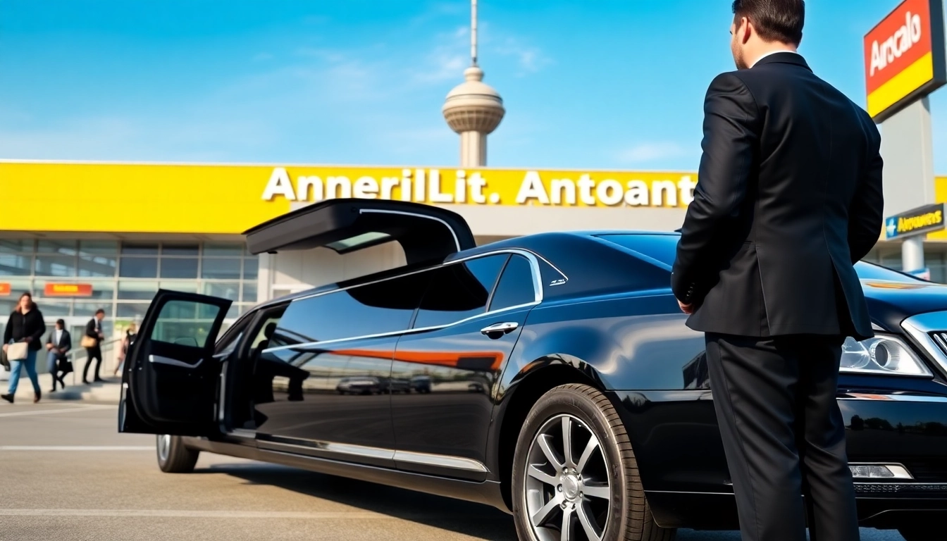Limo Vancouver airport service featuring a black limousine outside the terminal.