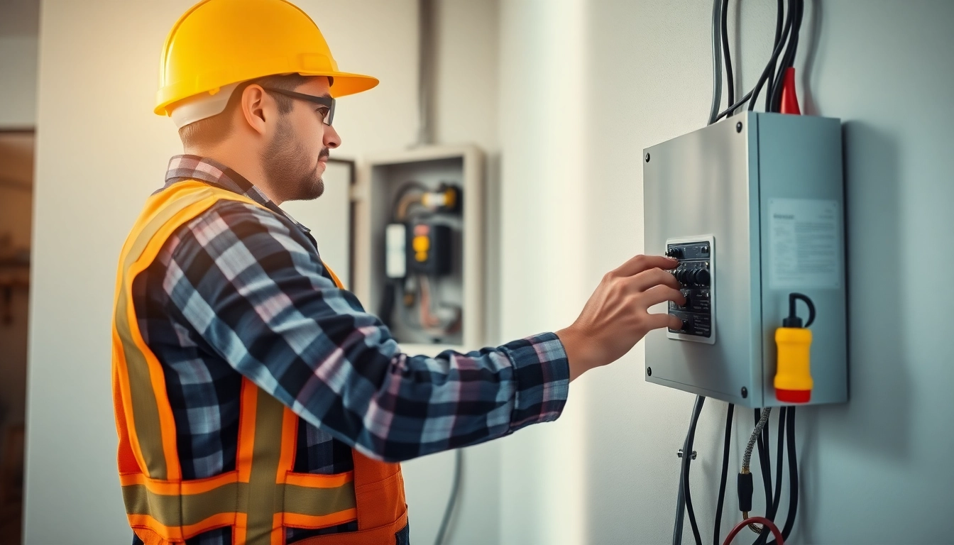 Electrician working on an Electrical Panel in a home environment, ensuring safety and reliability.