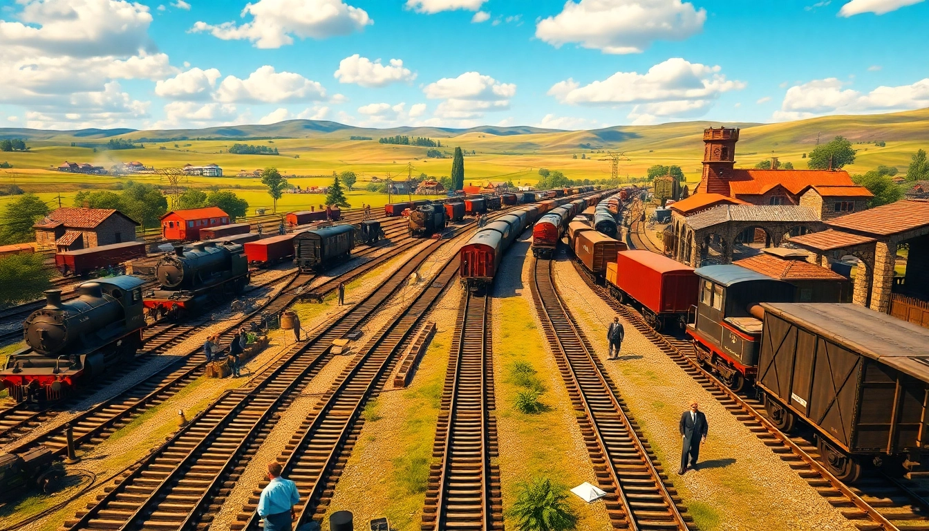 Experience the thrill of railroad tycoon free download with this vibrant railroad scene.