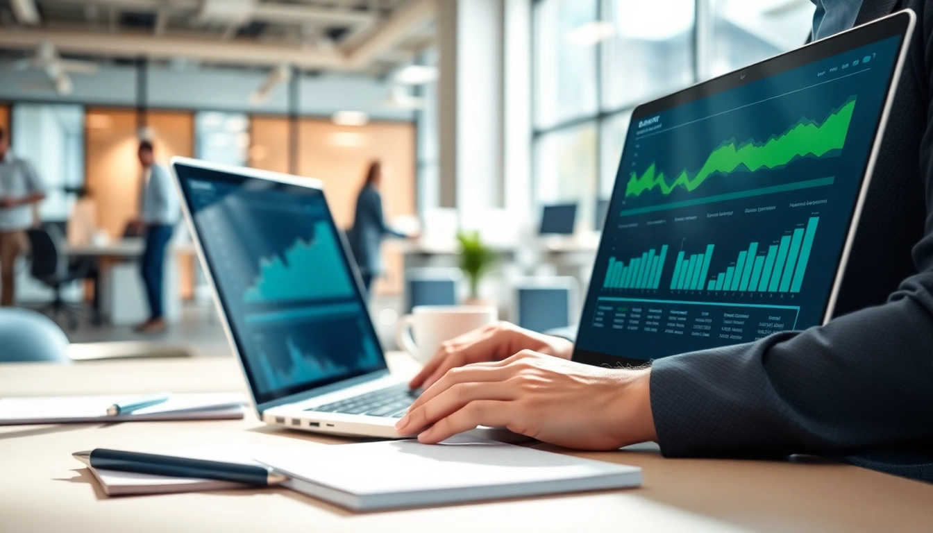 Analyze Edmonton SEO strategies through data-driven insights in a professional office.