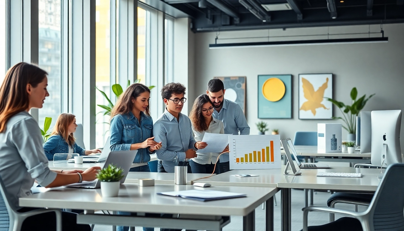 Engaging team collaboration in workspace focused on seo and web design companies.