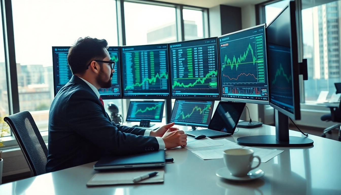 Financial analyst focused on Best Forex Signals analysis in a modern office environment.