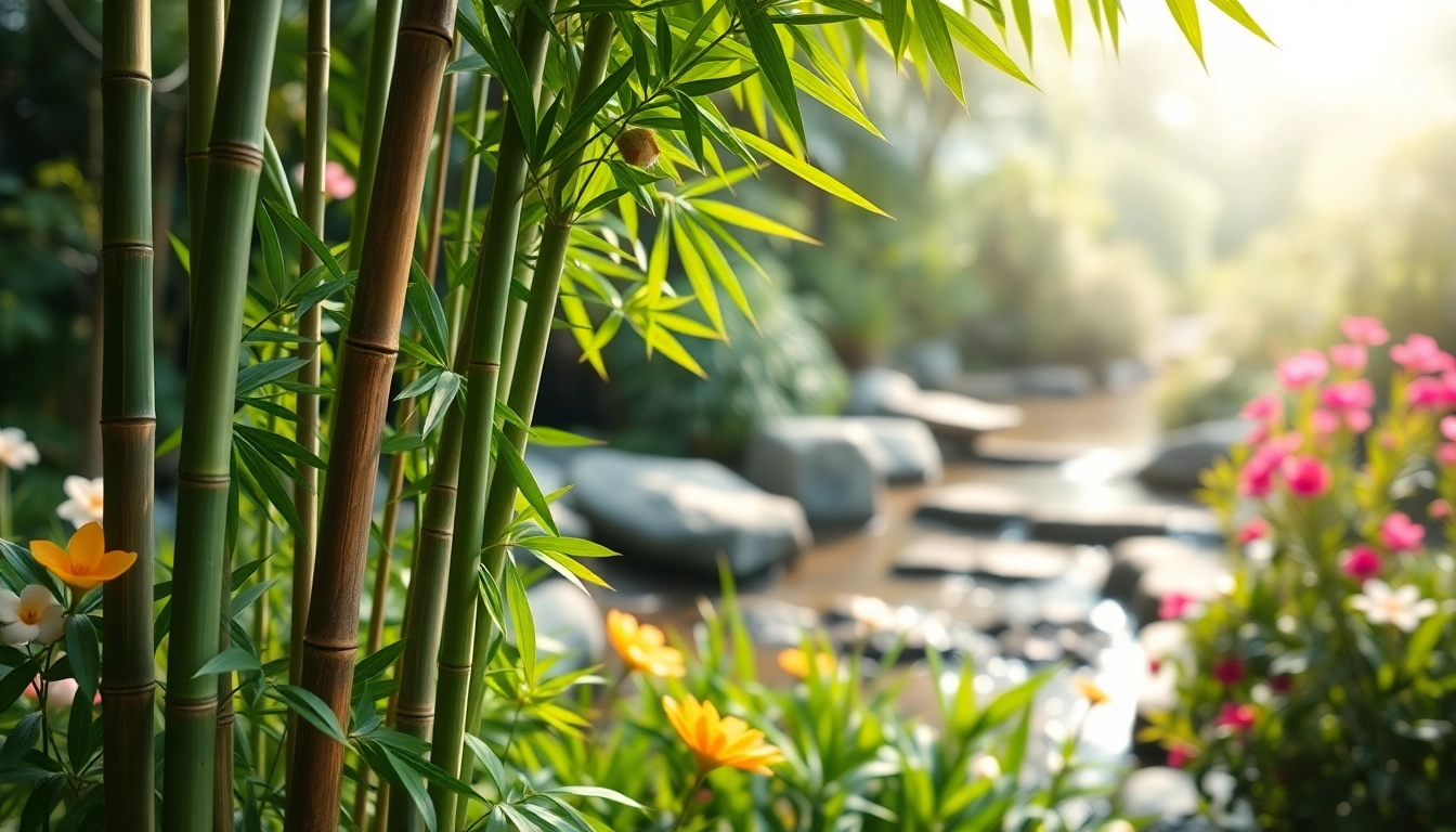 Admire beautiful bamboo plants thriving in a tranquil garden setting.